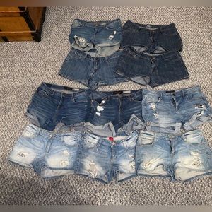10 PAIRS JEAN SHORTS!! Selling as set. Size written in picture approx 8-10